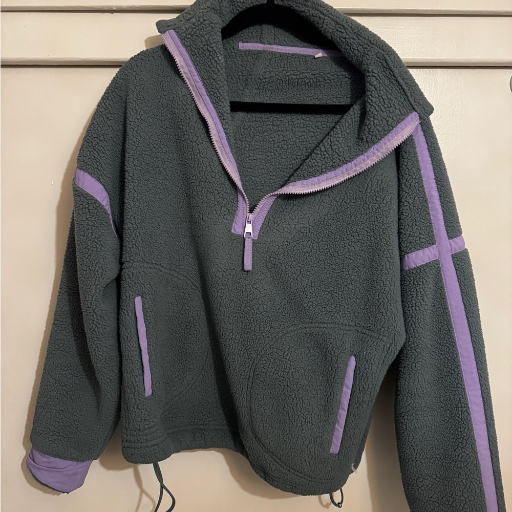 Cozy Gray and Purple Fleece Pullover